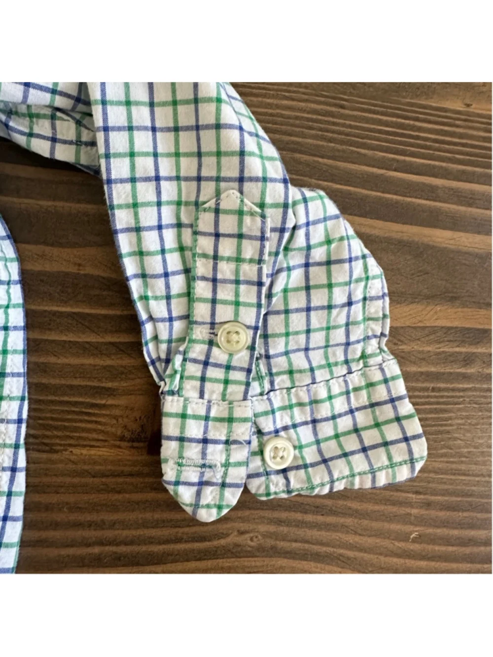 Ralph Lauren Baby Plaid Button Down Shirt 12M Blue Green Pony Logo